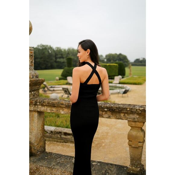 NWT Everyone Loves The Weekend Black Paris Scarf Maxi Dress Small - Picture 2 of 3